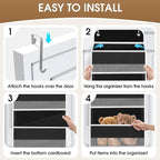 2 Pack Over The Door Organizer, Hanging Storage Organizer with Clear Window, 40lb Ultra Sturdy Large Capacity Room Organizer for Pantry Laundry Bathroom Nursery Closet (Black)
