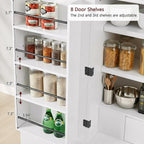 72" Tall Morden Kitchen Pantry Cabinet with 8 Door Shelves, Morden Storage Cabinet with 3 Adjustable Shelves, Hidden Drawer, Versatile Cupboard for Kitchen, Dining & Bathroom (Arched, White)