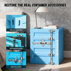 Metal Nightstand Industrial Storage Cabinet - Small Locking Container Side Table, Shipping Container Style Shelving Unit for Bedroom Living Room, No Assembly Required 新8-1 15.7"Lx15"Wx18.9"H