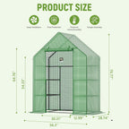 Portable Greenhouse for Outdoor, Small Greenhouses with Durable PE Cover, Walk in Greenhouse with Shelves Stands,Green