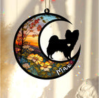 Personalized Dog Memorial, Custom Name Papillon (Black White) Dog Christmas Ornament with Name, Custom Breeds, Pet Loss Light Catcher, Gifts for Lovers Loss of Pet Sympathy on Mothers Day Christmas