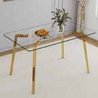 NicBex Dining Room Table Modern 51" Rectangular Dining Table for 6 with Tempered Glass Tabletop and Metal Legs for Kitchen, Dining Room, Restaurants, Golden