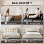 Homkdom Queen Cloud Bed Frame with 360 Cushioned Foam, White