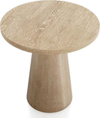 Furniture of America Crambel Modern Solid Rubberwood 20-inch Round End Table with Cone-Shaped Pedestal Base, Living Room Furniture for Small Space, Home Office, Oak Finish
