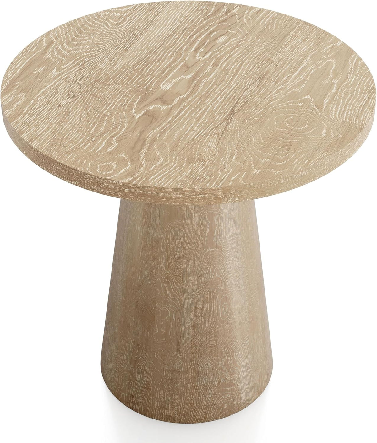 Furniture of America Crambel Modern Solid Rubberwood 20-inch Round End Table with Cone-Shaped Pedestal Base, Living Room Furniture for Small Space, Home Office, Oak Finish