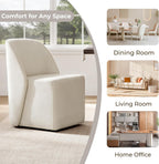 Watson & Whitely Upholstered Dining Chairs with Casters Set of 2, Armless Modern Rolling Dining Chairs with Removable Rollers, Fabric Dining Room Chairs for Bedroom, Living Room, Reading, Linen