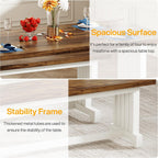 Tribesigns 47-Inch Small Dining Table Set for 2, 3-Piece Kitchen Table with 2 Benches, Farmhouse Wood Dinner Furniture for Narrow Space, Apartment, White & Rustic Brown