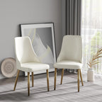 Upholstered Dining Chairs Set of 4,36.6" Modern Accent Dining Chair with Gold Metal Frame&Backrest,Faux Leather Dining Chair for Living Room/Dining Room/Reception Room/Studio/Small Place(Beige)