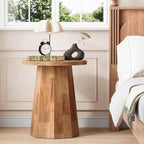 Tribesigns Round Pedestal End Table, Farmhouse Couch Side Table with Octagonal Base, Wooden Drink Stand Accent Nightstand(2, Walnut)