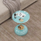 1-Pack Light Green Sleek Hourglass Side Table - Glossy Finish & Metallic Base | Contemporary Accent End Table for Living Room, Cafe & Home Decor Spaces