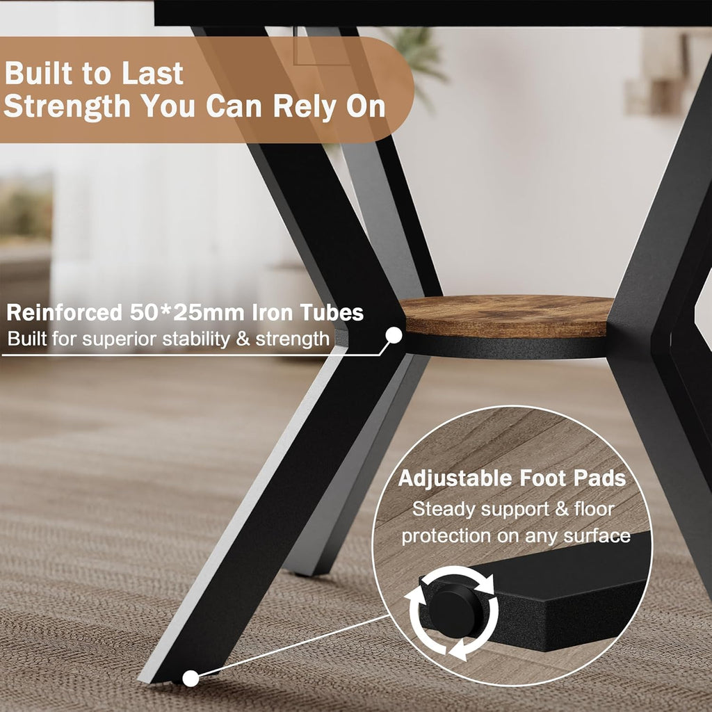 42"-58" Extendable Oval Dining Table for 4-6, Kitchen Round Table with Hidden Leaves & Storage Shelf, Space Saving Modern Design with Sturdy Metal Legs for Kitchen, Dining Room & Small Apartments