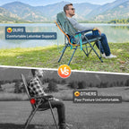 Timber Ridge Oversized Camping Chair with Lumbar Support, Portable Folding Chair Heavy Duty for Adults Supports 450 LBS for Outdoor Camping Lawn, with High Back, Cup Holder, Side Pocket, Blue
