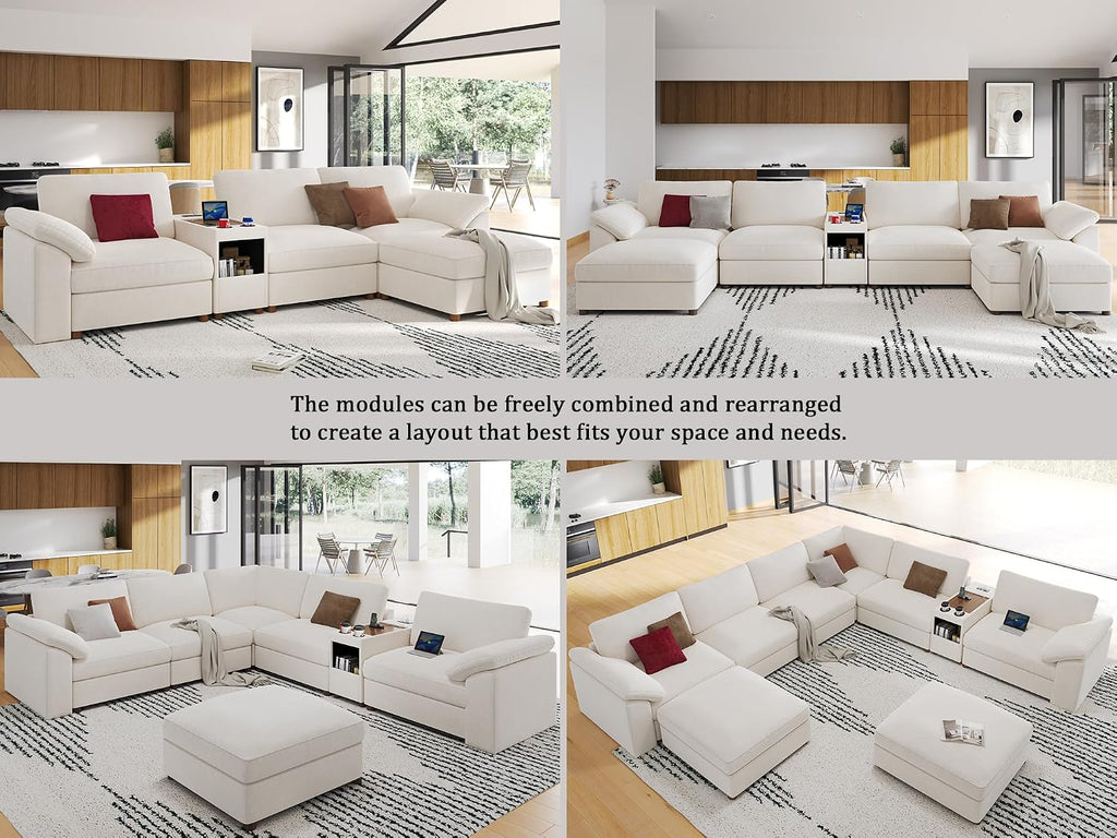 EASE MOOSE L Shape Sectional Modular Sofa,Oversized Modular Cloud Sofa | Modern Comfy white Modular Couch deep set sofa