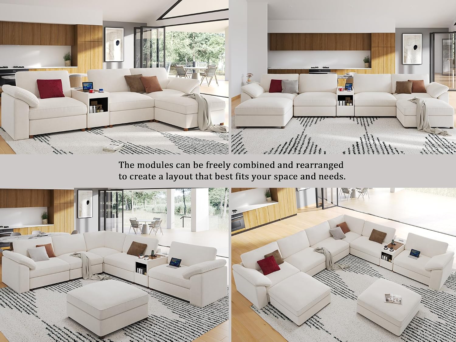EASE MOOSE L Shape Sectional Modular Sofa,Oversized Modular Cloud Sofa | Modern Comfy white Modular Couch deep set sofa