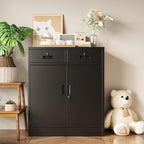Locking Storage Cabinet, 36" H Metal Storage Cabinet, Metal Garage Storage Cabinet for Home, School, Office, Garage, Black