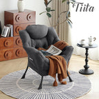 Tiita Lazy Chair, Gray Modern Large Accent Armchair, Comfy Leisure Sofa Reading Chair for Bedroom, Living Room, Dorm Rooms, Garden and Courtyard, Dark Grey