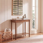 SAFAVIEH Furniture - Tinsley Rectangle Console Table - Brown - Solid Wood - Farmhouse Turned-Leg Design - Ideal for Entryway, Living Room, Hallway, 28"W x 11.75"D x 28"H (CNS5724C)