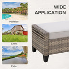 COOS BAY Modern 2 Piece Wicker Outdoor Ottomans, Patio Ottoman Foot Rest Set for Couch with Removable Cushions, 29.1" W x 18.1" D x 17.3" H, Brown/Gray