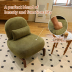 KEIKI Cute Comfy Accent Chair with Solid Wood Legs, Velvet Upholstered Single Sofa Chair for Living Room, Bedroom, Balcony or Waiting Room, Cozy Armless Cloud Chair Design, Green
