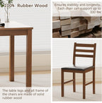 WiberWi Dining Table Set for 4, Solid Wood Kitchen Table and Chairs Set of 4, 43.3” Space-Saving Mid Century Modern Dining Room Table with Upholstered Chairs, Walnut