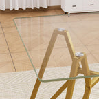 KEIKI 35.4-inch Square Tempered Glass Dining Table, Suitable for 2-4 People, Space-saving Small Kitchen Dining table, Equipped with Sturdy Metal Table Legs, Suitable for Dining Room, Living Room, Gold
