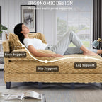 Faux Fur Oversized Chaise Lounge Indoor with Adjustable Backrest | 59 Inches Single Sleeper Sofa Chair, with 3 Lumbar Pillows, Upholstered, for Living Room, Bedroom, Office