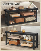 SONGMICS Shoe Rack Bench, 3-Tier Bamboo Shoe Storage Organizer, Entryway Bench, Holds Up to 286 lb, 11.3 x 42.9 x 17.8 Inches, for Entryway Bathroom Bedroom, Ink Black ULBS110B101