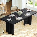 Dining Table for 4 People, Rectangle Kitchen Table with Elegant Design Legs, Modern Dining Room Tables for Small Space, Easy to Assemble, Pretty Sturdy, Heavy Duty (Black)
