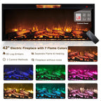 OKD 70" Farmhouse Fireplace TV Stand for TVs Up to 80", Reclaimed Barnwood | 42" Electric Fireplace, Color Changing Flame, 2 Open Cubbies, 2 Spacious Drawers, LED Glass Door Cabinets, Retro Handles