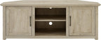 Crosley Furniture Camden Corner TV Stand for 65+ inch TVs, Entertainment Center with Storage Shelves, Frosted Oak