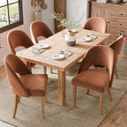 Wooden Dining Chairs Set of 2, Upholstered Modern Chenille Dining Room Chair Kitchen Chairs, Comfy Farmhouse Dinner Chair for Kitchen Dining Room, Orange