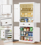 KIGOTY 72" Tall Kitchen Pantry Cabinet with Drawer and 4 Adjustable Shelves, Freestanding Pantry Storage Cabinets, Wood Cupboard Pantry Cabinet for Kitchen, Dining Room, Living Room, Off White