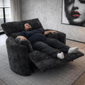450lbs Oversized Recliner Chair, 52" Extra Wide Electric Recliner for Big and Tall Adults, Chenille Power Recliner with USB & Type-C Ports, Large Sofa Reclinable for Living Room, Black