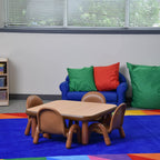 Children’s Factory Baseline Toddler Square Table and Chairs Set, Natural Wood – Includes One 30”, 12” High Square Table and Four 5” High Chairs – Durable, Lightweight, Easy to Move