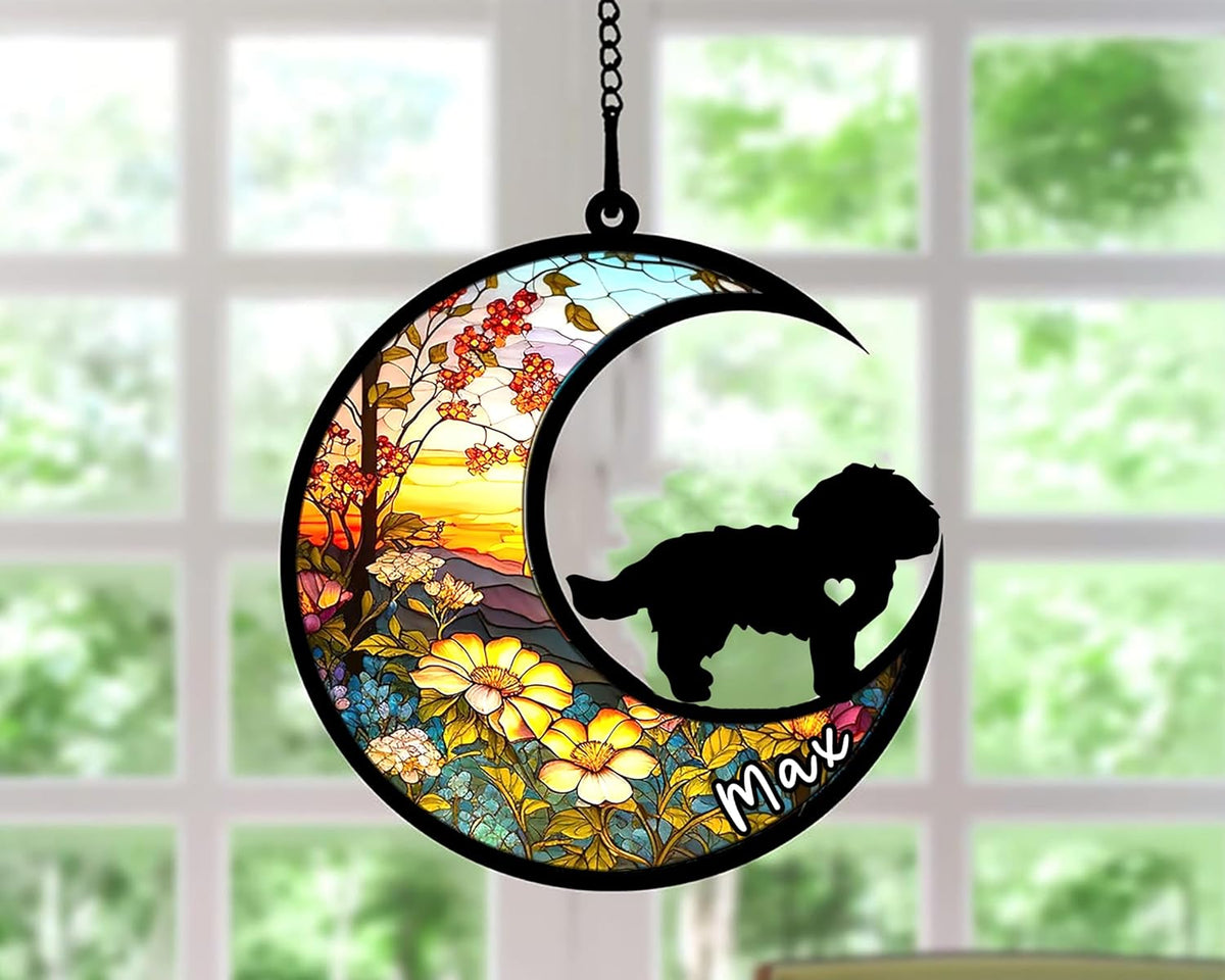 Personalized Dog Memorial, Custom Name Maltese Dog Christmas Ornament with Name, Custom Breeds, Pet Loss Light Catcher, Gifts for Lovers Loss of Pet Sympathy on Mothers Day Christmas