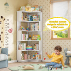Armocity Corner Book Shelf, 6-Shelf L Shaped Corner Bookshelf with Baffle