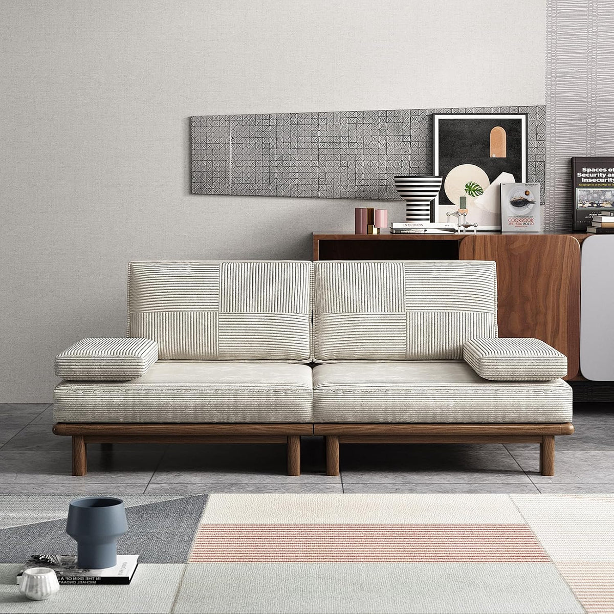 Lartis 78.7" Sofa Bed, Sleeper Pull Out Couch, Modern Couch Convertible Modern Futon for Living Room/Apartment/Bedroom, Modular Design Sofa,Full Solid Wood Frame