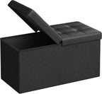 SONGMICS 30 Inches Folding Storage Ottoman Bench with Flipping Lid | Storage Chest Footrest Padded Seat, MDF Support, Ink Black, MINOTA Collection ULSF45BK