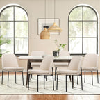 COLAMY Modern Dining Chairs Set of 2, Upholstered Dining Room Chairs Dinner Chair Kitchen Chairs with Curved Back and Metal Legs, Beige