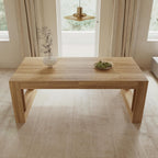 FUFU&GAGA Large Farmhouse Dining Table for 6-8 People, 78.7” Rectangular Wood Dinner Table for Kitchen Dining Room Conference Room, Natural Oak, 78.7”W x 39.4”D x 29.5”H