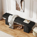 Tribesigns Entryway Bench, 59" Long Black Shoe Bench with Arched Bases, Wooden Indoor Bench for Entry Way, Living Room, Bedroom