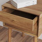 Nathan James 32704 Harper Mid-Century Oak Wood Nightstand with 2-Drawers, Small Side End Table with Storage, Brown