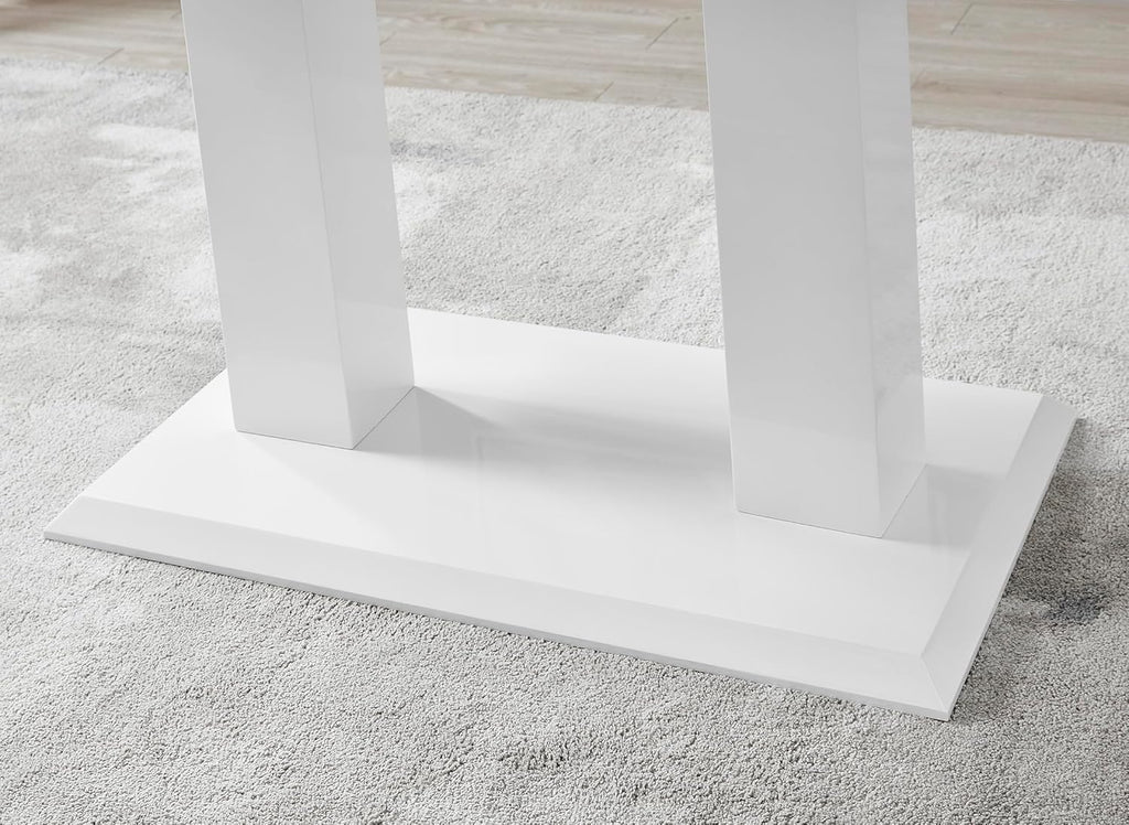 Furniturebox Imperia High Gloss Rectangular Dining Table – Multiple Colors Available - Modern 4-6-Seater Table Only (White, 6 Seater)