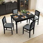 Giantex 5-Piece Dining Table Set for 4, Wooden Kitchen Table and Chairs with Solid Rubber Wood Legs, Padded Seat & Backrest, Space Saving Dinette Set for Home Dining Living Room, Breakfast Nook