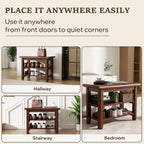 Shoe Rack Bench Mid Century Modern 2-Tier Shoe Rack Organizer for Entryway Hallway or Living Room Farmhouse Rustic Wooden Seat Bench Brown 11.8" Dx47.2 Wx16.5 H