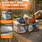 Inflatable Couch Loveseat with Footstool, Camping Couch with Detachable Built-in Pump, Inflatable Sofa with Breathable, Puncture-Resistant Fabric Texture Cover, Camping, Beach, Backyard Party