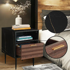 GIA Home Furniture Series Walnut Nightstands Set of 2, Faux Black Walnut Marble End Table for Living Room, Bedroom