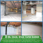 Farm Plastic Supply Crawl Space Vapor Barrier, 20 mil - Thick Plastic Sheeting, Drop Cloth Moisture Barrier for Crawl Space Encapsulation, Heavy Duty Polyethylene, Black & White Panda Film (6' x 25')