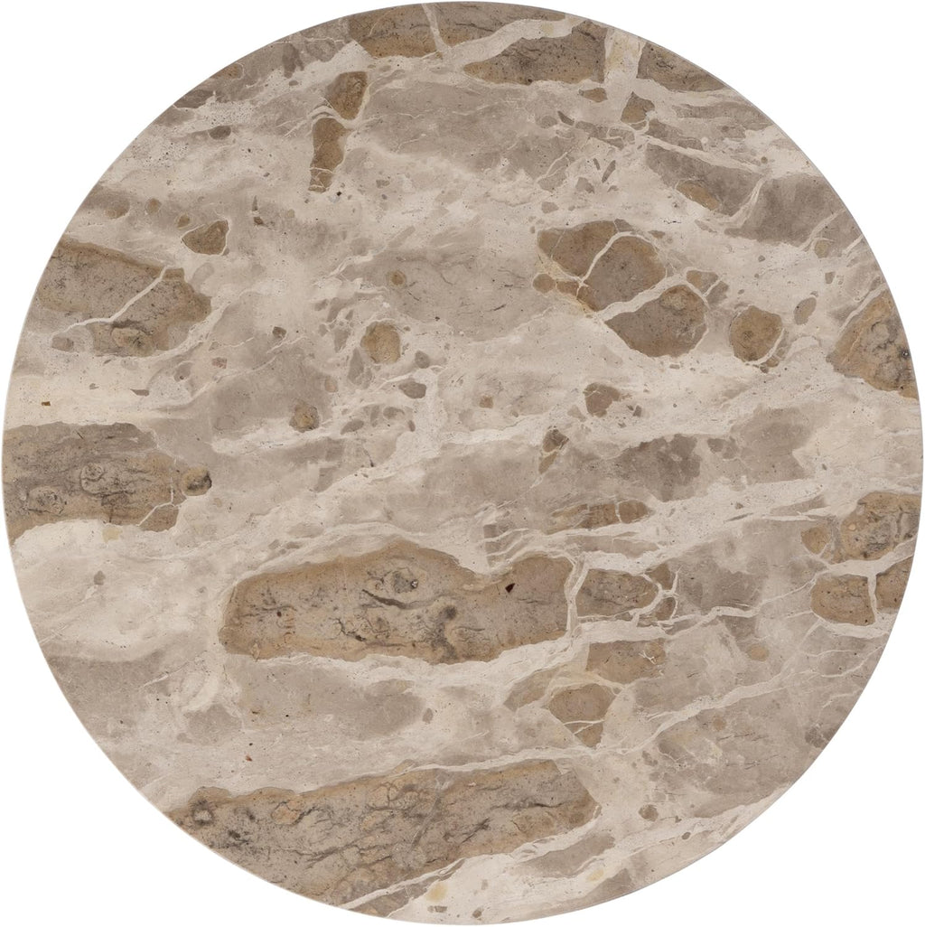 Butler Specialty Company Zion 16" Round Marble and Iron Side Table - Beige/White