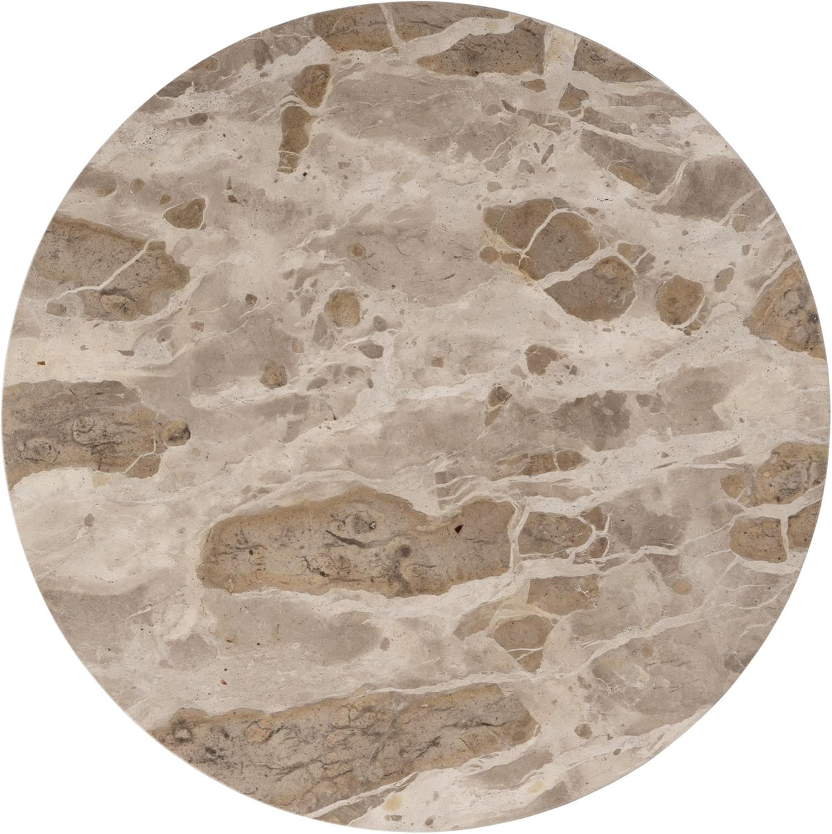 Butler Specialty Company Zion 16" Round Marble and Iron Side Table - Beige/White